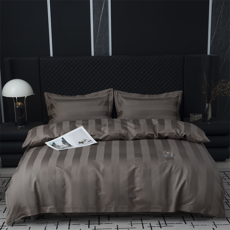 Juego de ropa de cama de satén de algodón 750TC con rayas sateen de 7cm