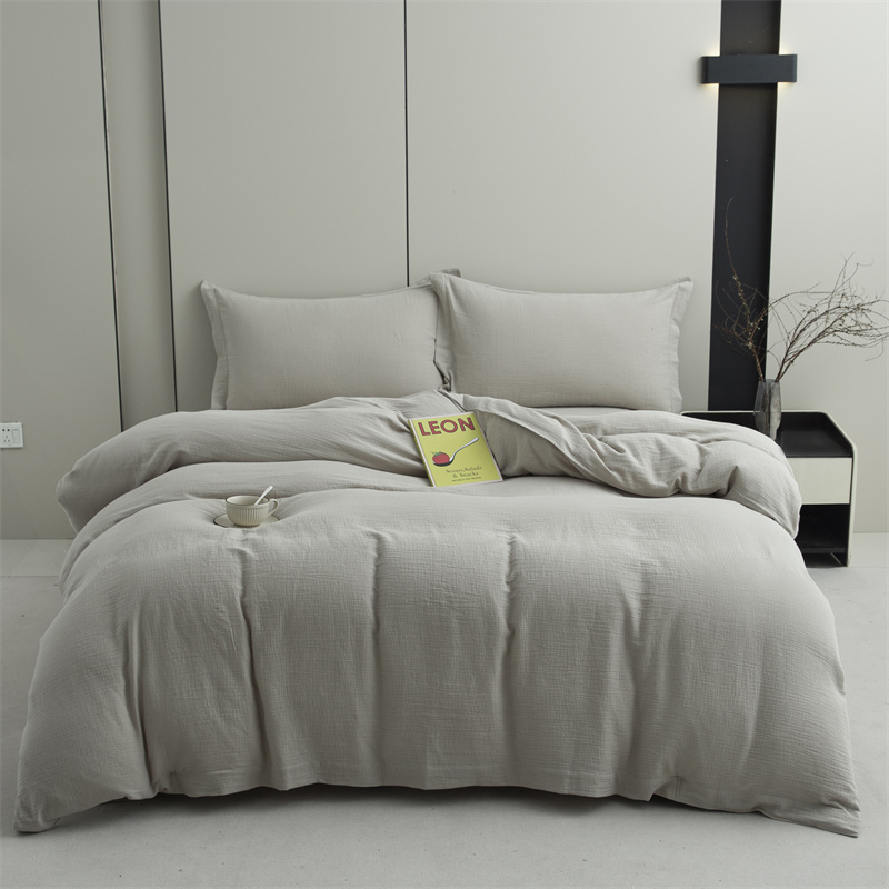 Juego de ropa de cama súper suave de tela de gasa de doble capa 100% algodón